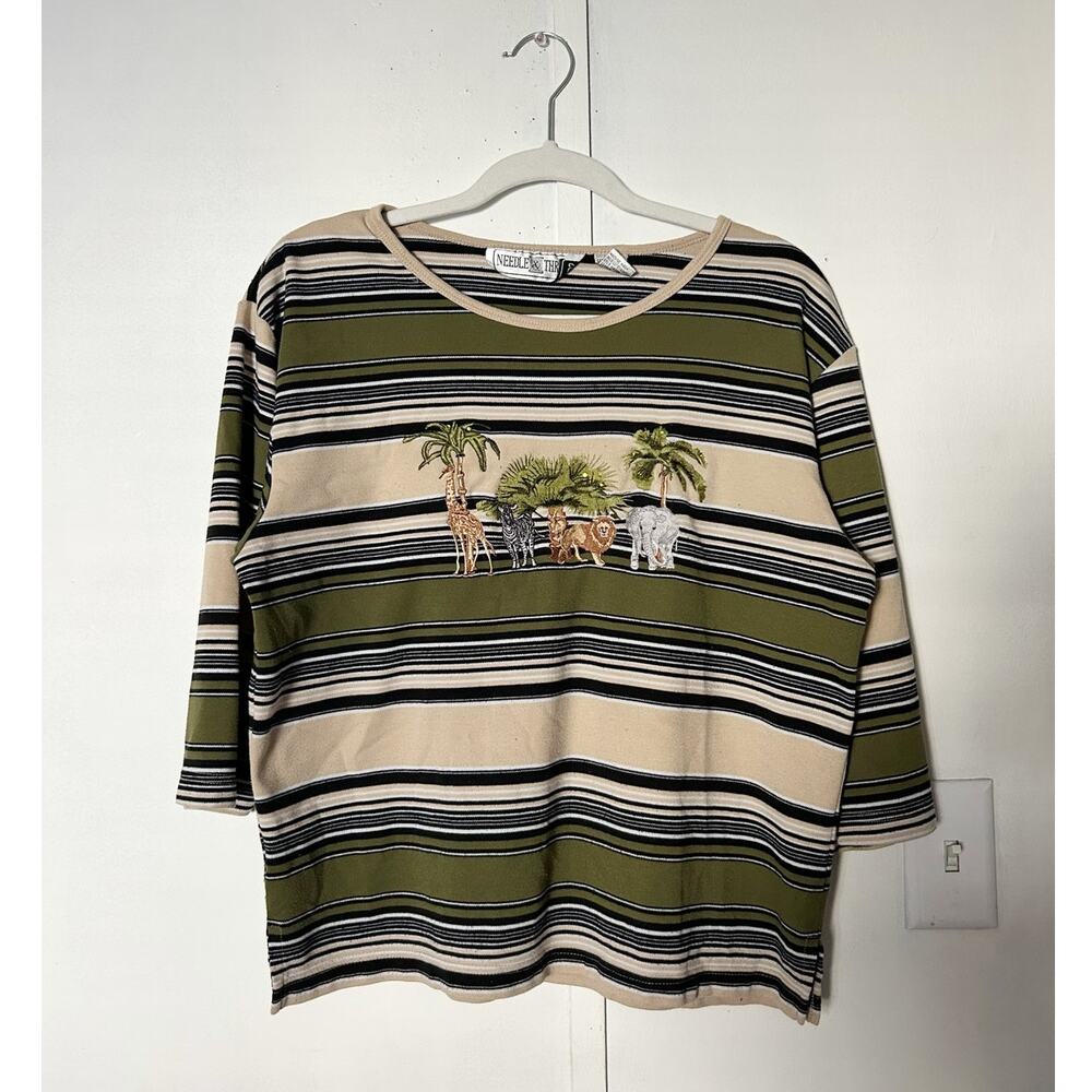 Vintage Embroidered Stripe Long Sleeve T-Shirt